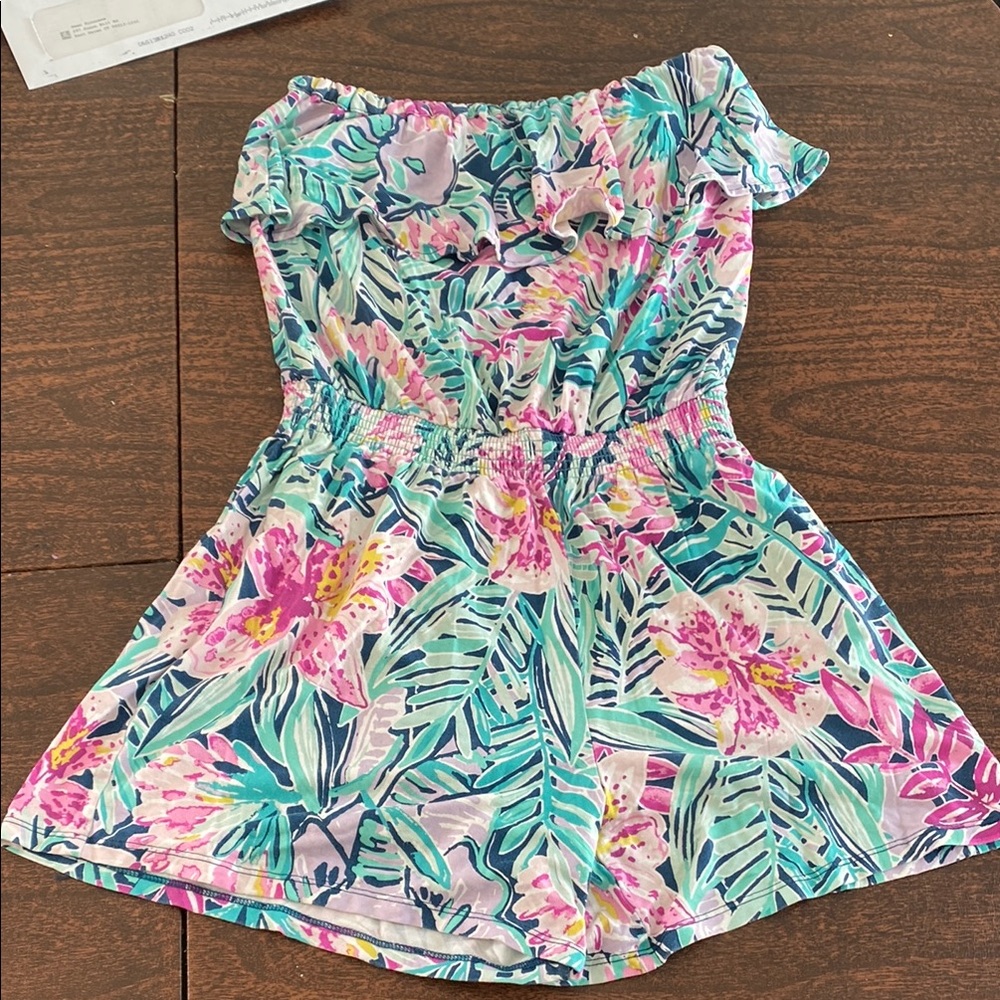 Lilly Pulitzer Pink and Purple Ruffled Sleeveless romper